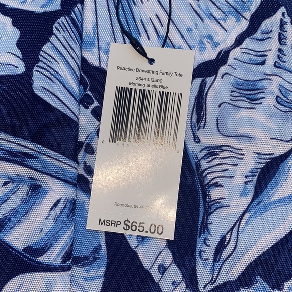 Vera Bradley Recycled Reactive Drawstring Family Tote Bag Morning Shells Blue - Picture 4 of 7